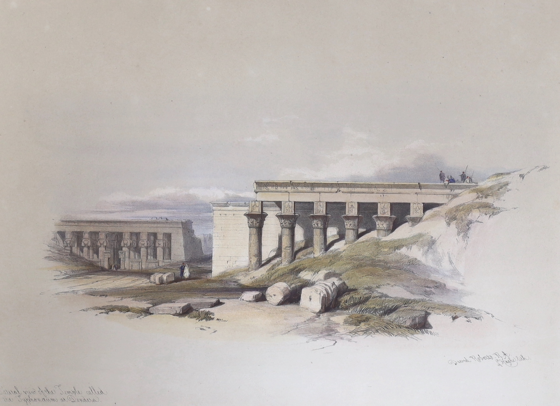 David Roberts RA (Scottish, 1796-1864) colour lithograph, View of a temple, published by F G Moon, 1st June 1848, London, 26 x 35cm